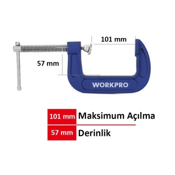 WORKPRO WP232019 100mm G Tipi İşkence WORKPRO WP232019 100mm G Tipi İşkence