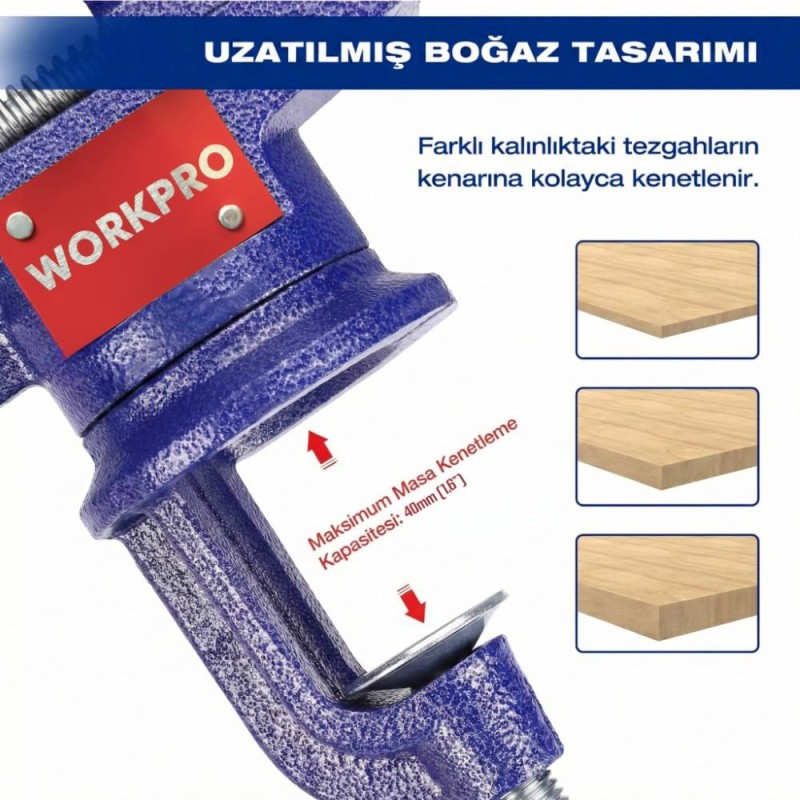 WORKPRO WP233010 65mm 360° Döner Tabanlı Örslü Profesyonel Mini Tezgâh Mengene WORKPRO WP233010 65mm 360° Döner Tabanlı Örslü Profesyonel Mini Tezgâh Mengene