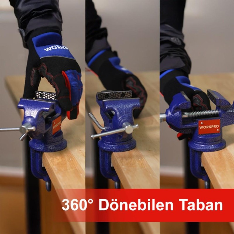 WORKPRO WP233010 65mm 360° Döner Tabanlı Örslü Profesyonel Mini Tezgâh Mengene WORKPRO WP233010 65mm 360° Döner Tabanlı Örslü Profesyonel Mini Tezgâh Mengene