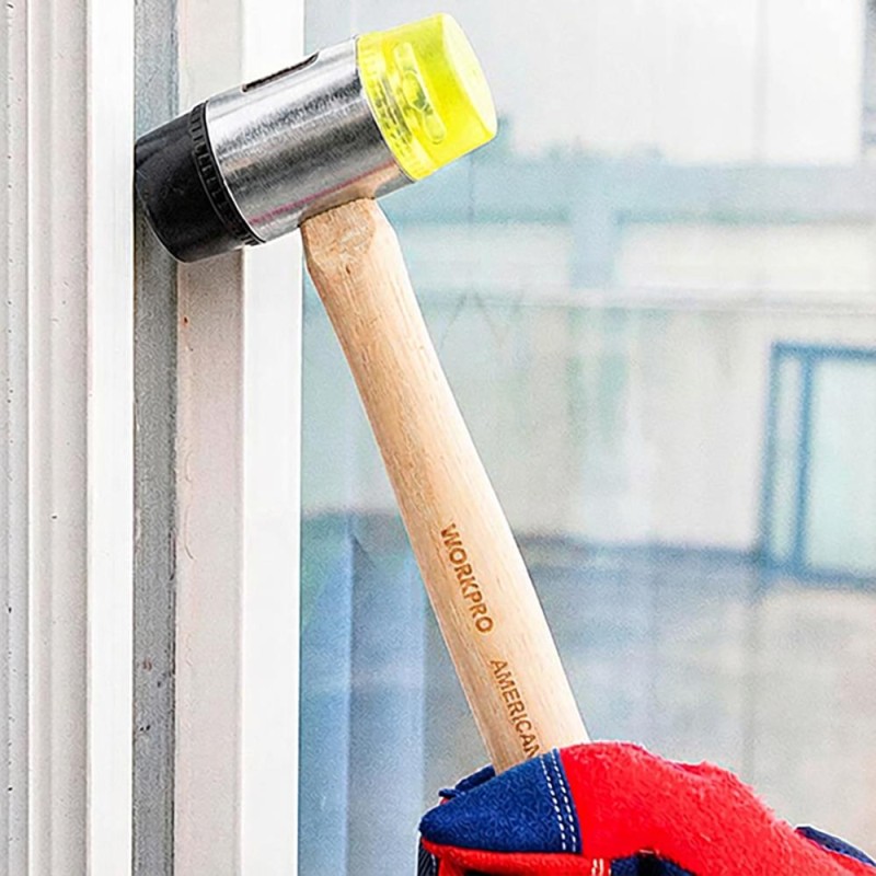 WORKPRO WP241050 35mm Ahşap Saplı Çift Başlı Hassas Lastik Çekiç WORKPRO WP241050 35mm Ahşap Saplı Çift Başlı Hassas Lastik Çekiç
