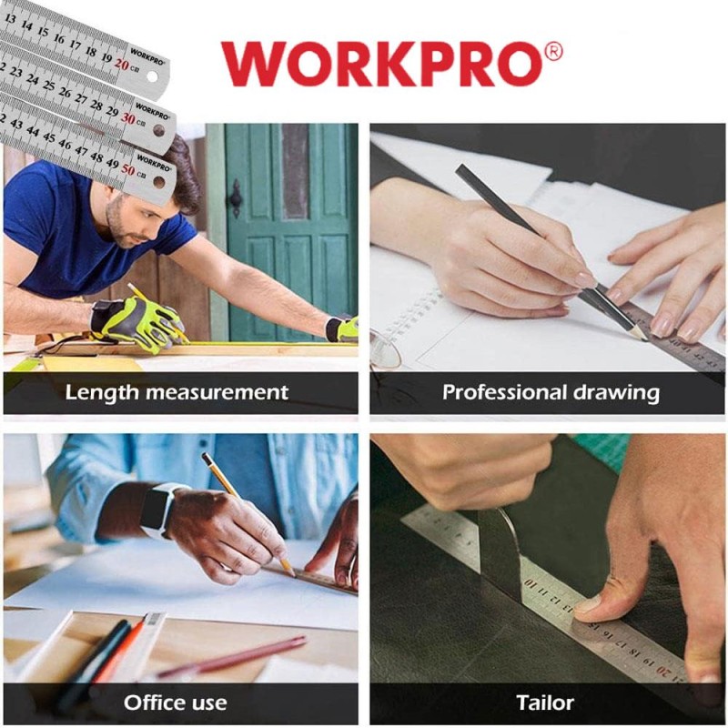 WORKPRO WP265002 60CM/24’’ Paslanmaz Çelik Cetvel WORKPRO WP265002 60CM/24’’ Paslanmaz Çelik Cetvel
