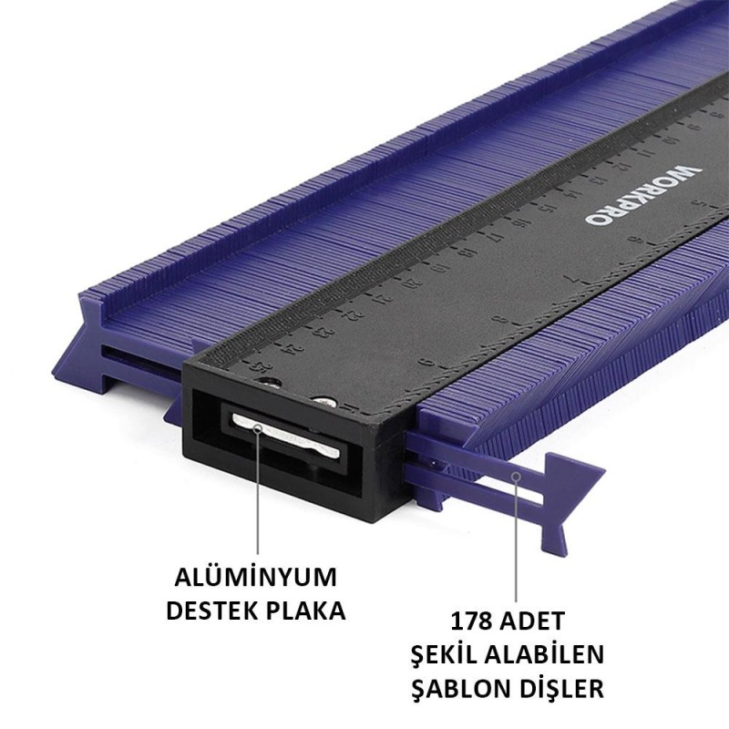 WORKPRO WP269001 250MM/10’’ Çok Fonksiyonlu Şekil Profil Kontur Ölçer WORKPRO WP269001 250MM/10’’ Çok Fonksiyonlu Şekil Profil Kontur Ölçer