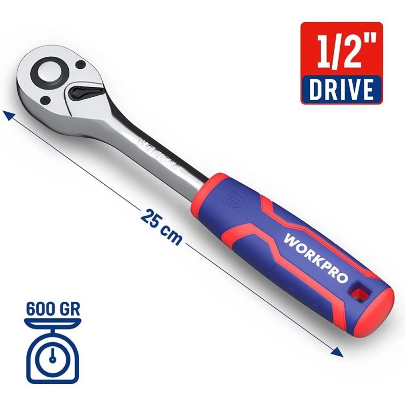 WORKPRO WP271009 1/2'’ Cr-V Profesyonel Cırcır Lokma Kolu WORKPRO WP271009 1/2'’ Cr-V Profesyonel Cırcır Lokma Kolu