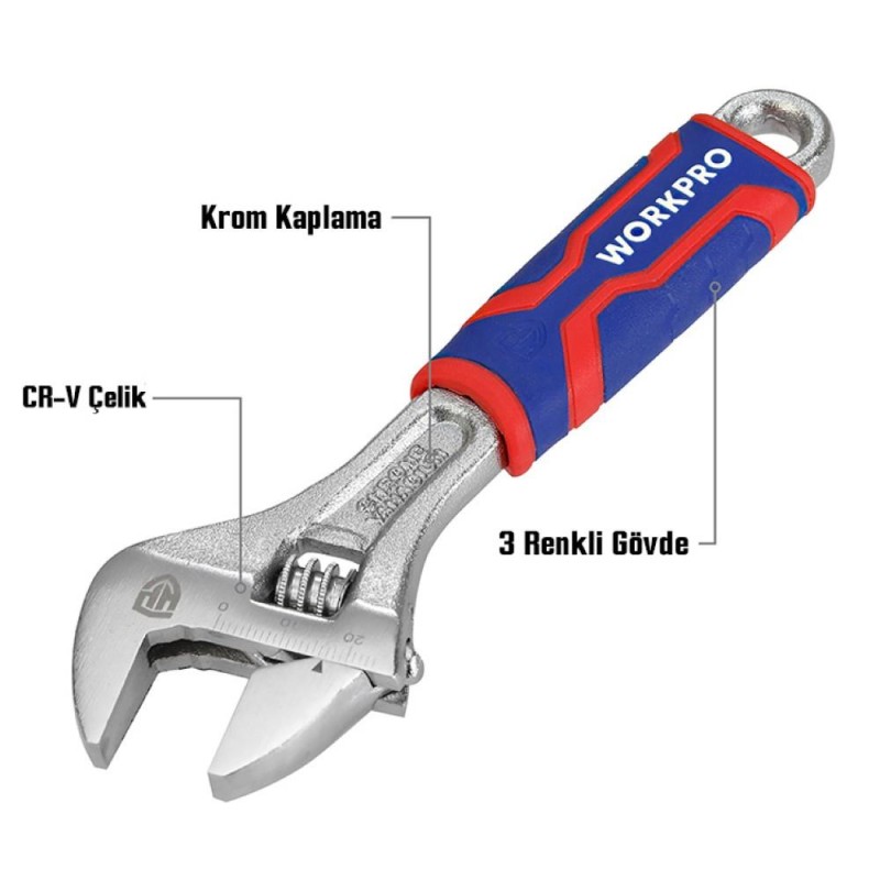 WORKPRO WP272010 150mm Cr-V Profesyonel Kurbağacık Anahtar WORKPRO WP272010 150mm Cr-V Profesyonel Kurbağacık Anahtar