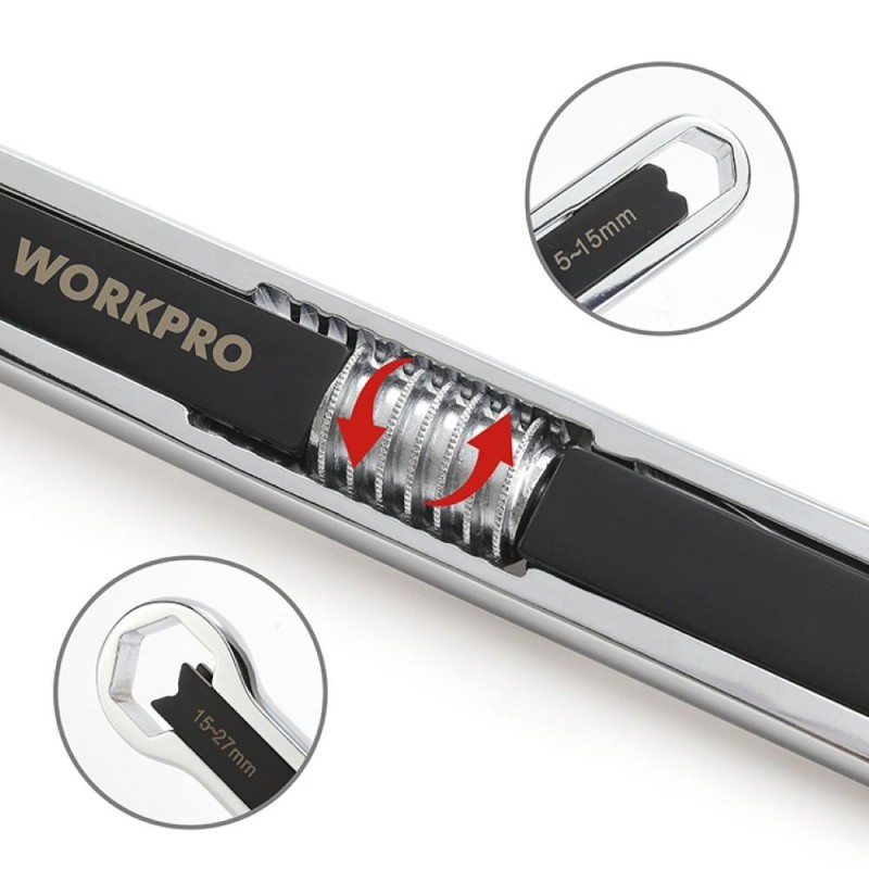 WORKPRO WP272016 5/27mm CR-V Üniversal Ayarlanabilir Çift Başlı Anahtar WORKPRO WP272016 5/27mm CR-V Üniversal Ayarlanabilir Çift Başlı Anahtar