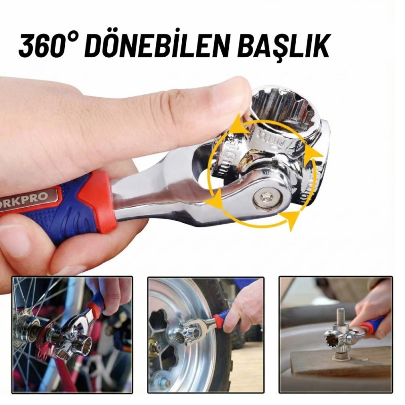 WORKPRO WP272018 8 IN 1 Mafsallı Çok Fonksiyonlu Profesyonel Lokma Anahtarı WORKPRO WP272018 8 IN 1 Mafsallı Çok Fonksiyonlu Profesyonel Lokma Anahtarı