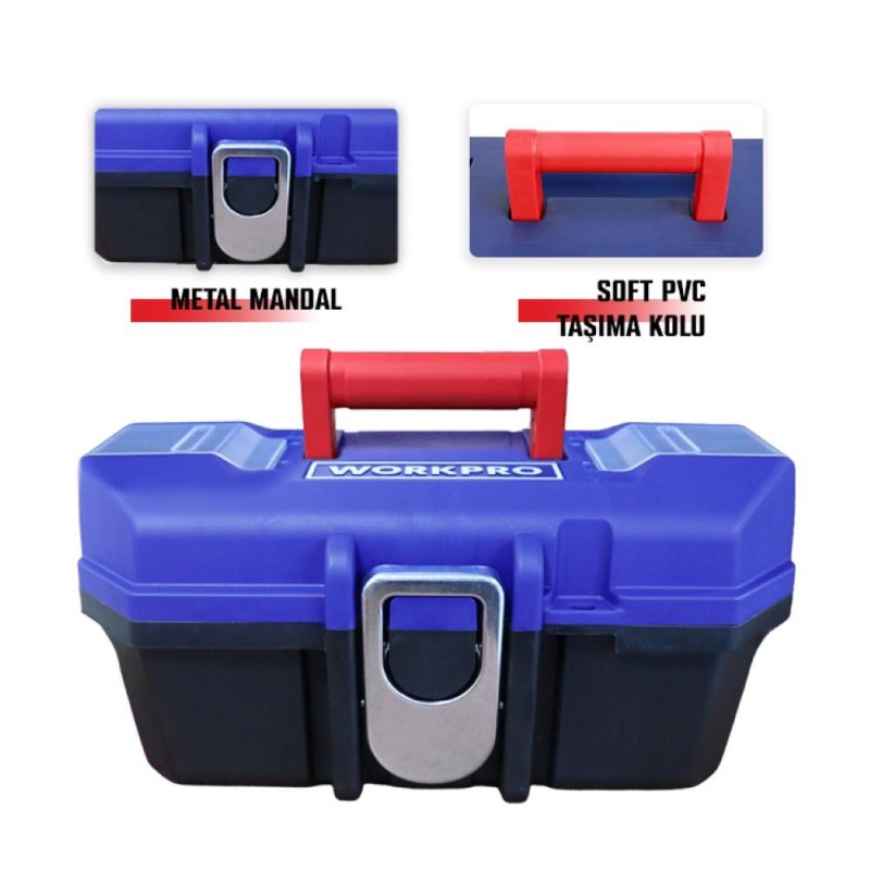 WORKPRO WP283021 13’’ Metal Kilitli Plastik Takım Çantası WORKPRO WP283021 13’’ Metal Kilitli Plastik Takım Çantası