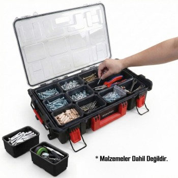WORKPRO WP283029 24Lt 12 Gözlü Şeffaf Kapaklı İstiflenebilir 56x35x12,5cm Profesyonel Organizer Takım Çantası WORKPRO WP283029 24Lt 12 Gözlü Şeffaf Kapaklı İstiflenebilir 56x35x12,5cm Profesyonel Organizer Takım Çantası