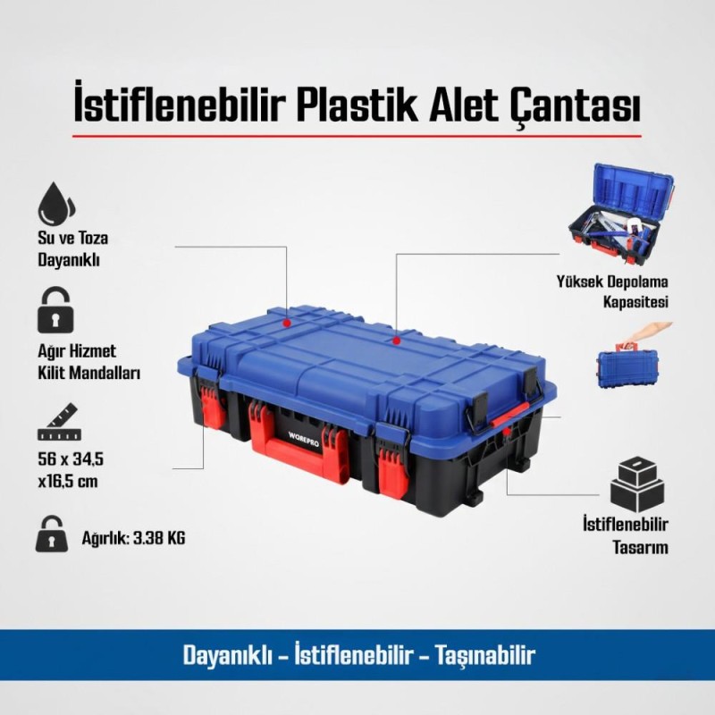 WORKPRO WP283030 32Lt 56x34,5x16,5cm İstiflenebilir Profesyonel Takım Çantası WORKPRO WP283030 32Lt 56x34,5x16,5cm İstiflenebilir Profesyonel Takım Çantası