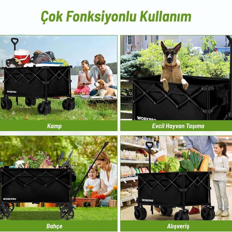 WORKPRO WP285016 100Kg 4 Tekerli Katlanabilir Ağır Hizmet Taşıma Arabası / Plaj Arabası WORKPRO WP285016 100Kg 4 Tekerli Katlanabilir Ağır Hizmet Taşıma Arabası / Plaj Arabası
