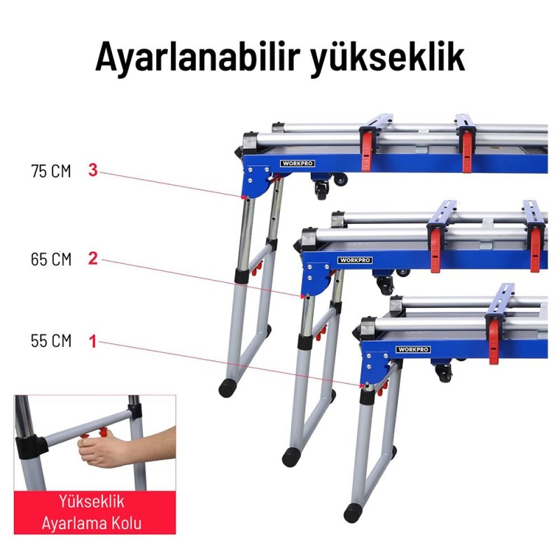 WORKPRO WP289020 150Kg 4’ü 1 Arada Tekerlekli Çok Amaçlı Profesyonel Çalışma Tezgâhı WORKPRO WP289020 150Kg 4’ü 1 Arada Tekerlekli Çok Amaçlı Profesyonel Çalışma Tezgâhı