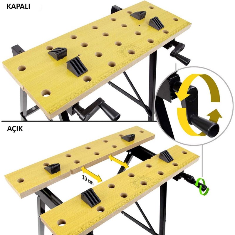 WORKPRO WP289026 70Kg Katlanabilir Çalışma Tezgâhı WORKPRO WP289026 70Kg Katlanabilir Çalışma Tezgâhı