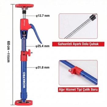 WORKPRO WP289035 60-115cm 70Kg Teleskobik Mandallı Ayarlanabilir 2’Li Çelik Destek Direği + Taşıma Çantası WORKPRO WP289035 60-115cm 70Kg Teleskobik Mandallı Ayarlanabilir 2’Li Çelik Destek Direği + Taşıma Çantası