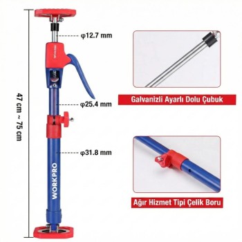 WORKPRO WP289036 47-75cm 70Kg Teleskobik Mandallı Ayarlanabilir 2’Li Çelik Destek Direği + Taşıma Çantası WORKPRO WP289036 47-75cm 70Kg Teleskobik Mandallı Ayarlanabilir 2’Li Çelik Destek Direği + Taşıma Çantası