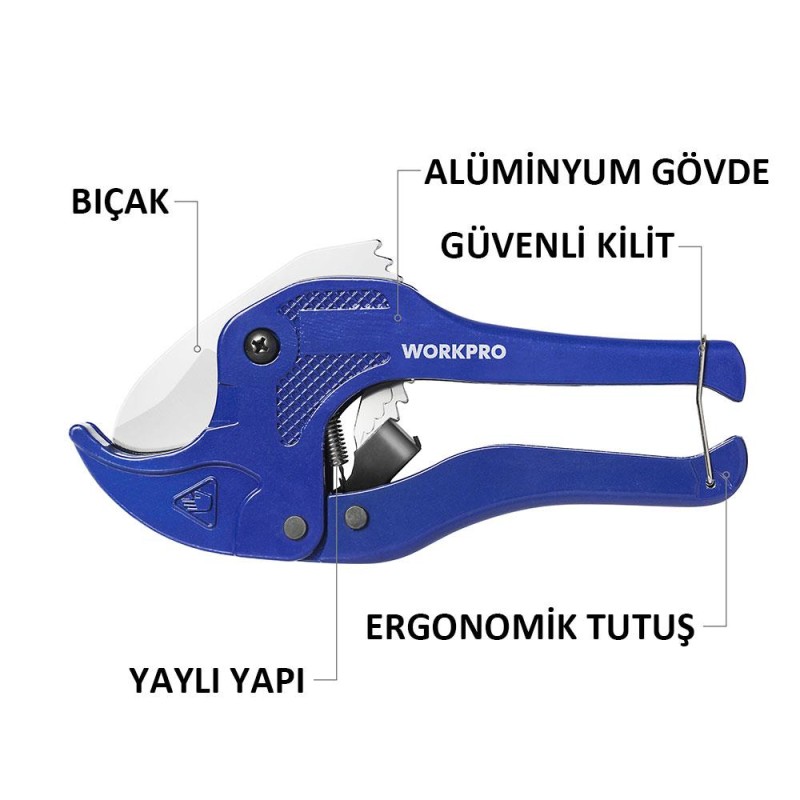 WORKPRO WP301002 42mm Profesyonel PPRC Plastik Boru Kesme Makası WORKPRO WP301002 42mm Profesyonel PPRC Plastik Boru Kesme Makası