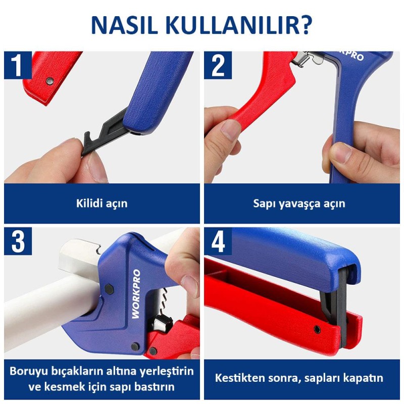 WORKPRO WP301006 42mm Profesyonel PPRC Plastik Boru Kesme Makası WORKPRO WP301006 42mm Profesyonel PPRC Plastik Boru Kesme Makası