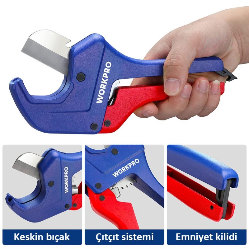WORKPRO WP301007 60.5mm Profesyonel PPRC Plastik Boru Kesme Makası WORKPRO WP301007 60.5mm Profesyonel PPRC Plastik Boru Kesme Makası
