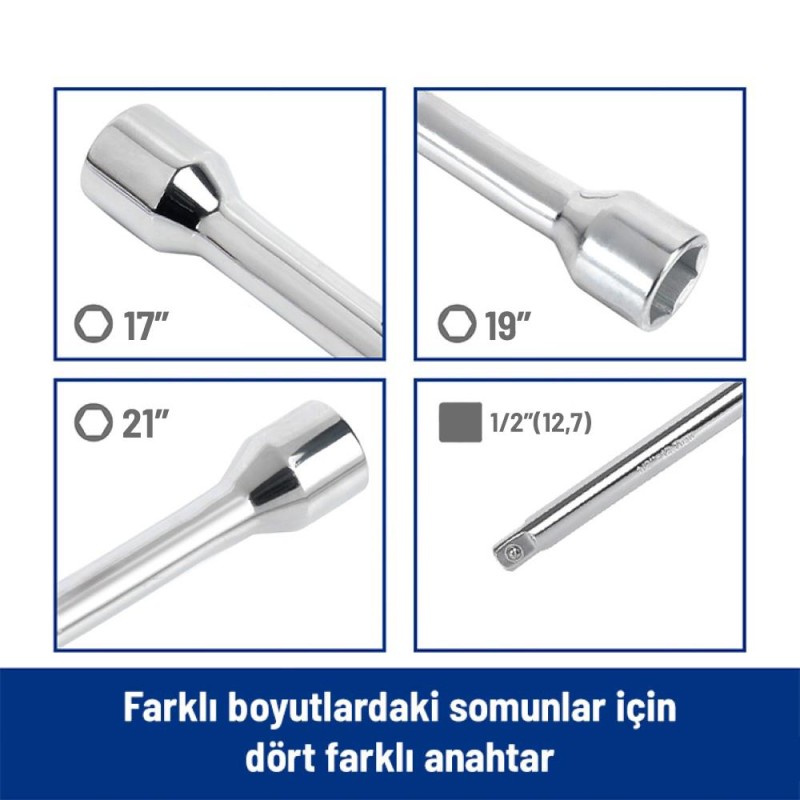 WORKPRO WP314006 17 19 21 1/2’’ Cr-V 400mm 4 Kollu Profesyonel Bijon Anahtarı WORKPRO WP314006 17 19 21 1/2’’ Cr-V 400mm 4 Kollu Profesyonel Bijon Anahtarı