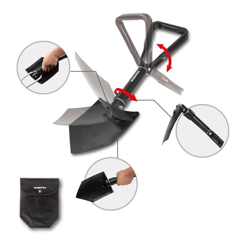 WORKPRO WP335006 570MM Katlanabilir Çok Amaçlı Profesyonel Kamp Küreği WORKPRO WP335006 570MM Katlanabilir Çok Amaçlı Profesyonel Kamp Küreği