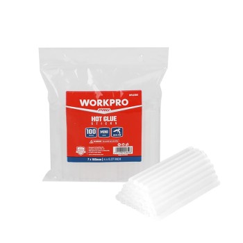 WORKPRO WP432001 7x100mm Sıcak Silikon Tabancası İçin 100 Adet Şeffaf Yedek Silikon/Mum