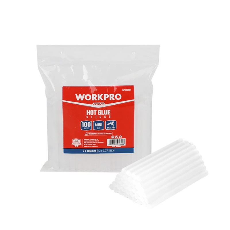 WORKPRO WP432001 7x100mm Sıcak Silikon Tabancası İçin 100 Adet Şeffaf Yedek Silikon/Mum WORKPRO WP432001 7x100mm Sıcak Silikon Tabancası İçin 100 Adet Şeffaf Yedek Silikon/Mum