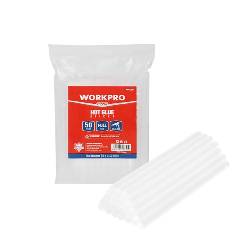 WORKPRO WP432002 11x200mm Sıcak Silikon Tabancası İçin 50 Adet Şeffaf Yedek Silikon/Mum WORKPRO WP432002 11x200mm Sıcak Silikon Tabancası İçin 50 Adet Şeffaf Yedek Silikon/Mum