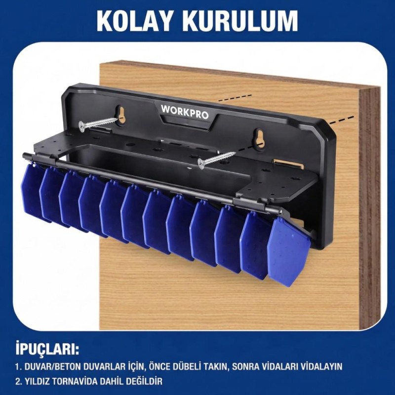 WORKPRO WP433073 Çok Amaçlı El Aleti Duvar Askı/Depolama Rafı WORKPRO WP433073 Çok Amaçlı El Aleti Duvar Askı/Depolama Rafı