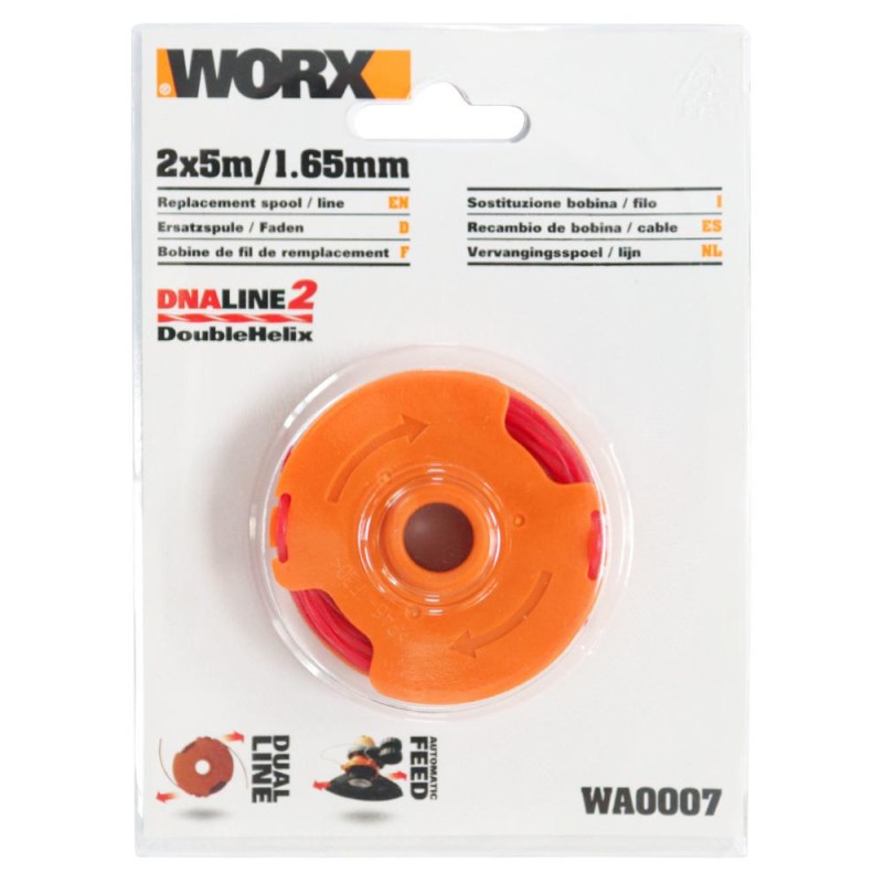 WORX WA0007 1.65mmX5Metre Çift Çıkışlı Duble Helix Spiral Burgulu Yedek Misina WORX WA0007 1.65mmX5Metre Çift Çıkışlı Duble Helix Spiral Burgulu Yedek Misina