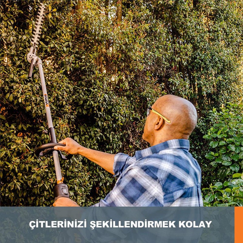 WORX WA0220 WG186E.1 ile Uyumlu 43CM Teleskobik Uzatmalı Açı Ayarlı Çit Budama Başlığı WORX WA0220 WG186E.1 ile Uyumlu 43CM Teleskobik Uzatmalı Açı Ayarlı Çit Budama Başlığı