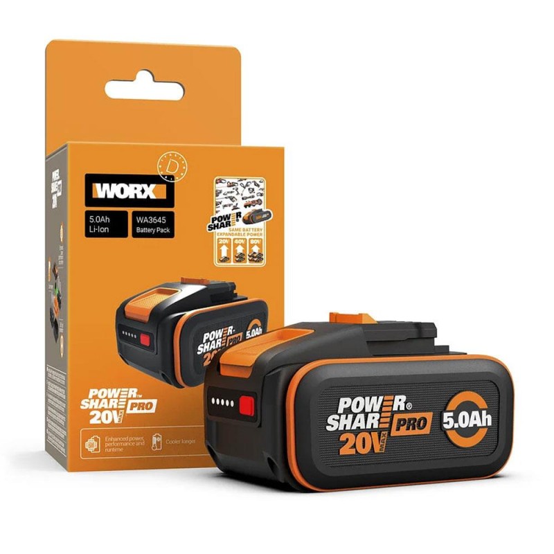 WORX WA3645 20Volt 5.0Ah Li-ion PowerShare Pro Yedek Akü WORX WA3645 20Volt 5.0Ah Li-ion PowerShare Pro Yedek Akü