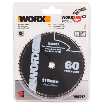 WORX WA5047 115x9,5mm Alüminyum, PVC, Sac Kesme, Daire Testere Bıçağı WORX WA5047 115x9,5mm Alüminyum, PVC, Sac Kesme, Daire Testere Bıçağı