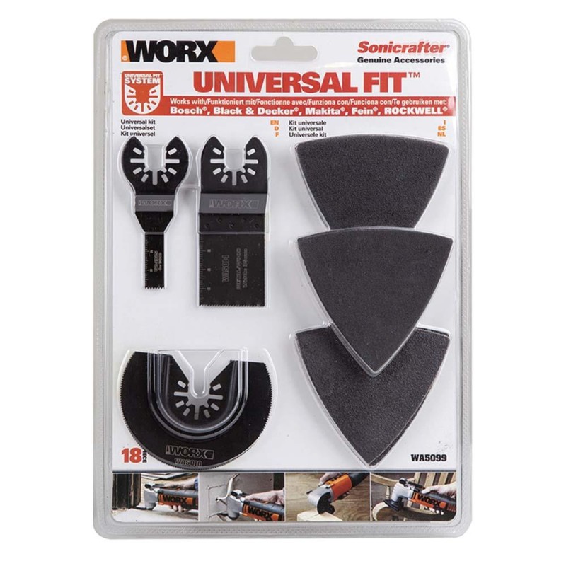 WORX WA5099 18 Parça Universal Metal, Ahşap Kesme ve Zımpara Kâğıdı Aksesuar Seti WORX WA5099 18 Parça Universal Metal, Ahşap Kesme ve Zımpara Kâğıdı Aksesuar Seti