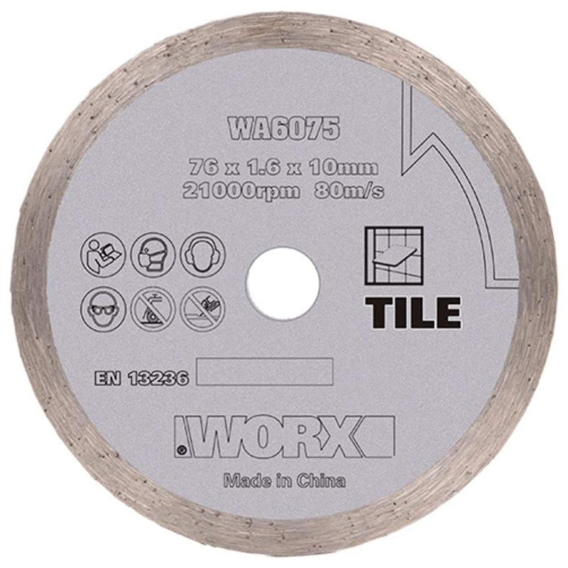 WORX WA6075 WX801 İçin 76x10mm Fayans, Seramik, Mermer Elmas Kesme Diski WORX WA6075 WX801 İçin 76x10mm Fayans, Seramik, Mermer Elmas Kesme Diski