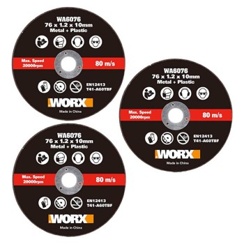 WORX WA6076.3 WX801 İçin 76x10mm 3 Adet Metal ve PVC Kesme Taşı WORX WA6076.3 WX801 İçin 76x10mm 3 Adet Metal ve PVC Kesme Taşı