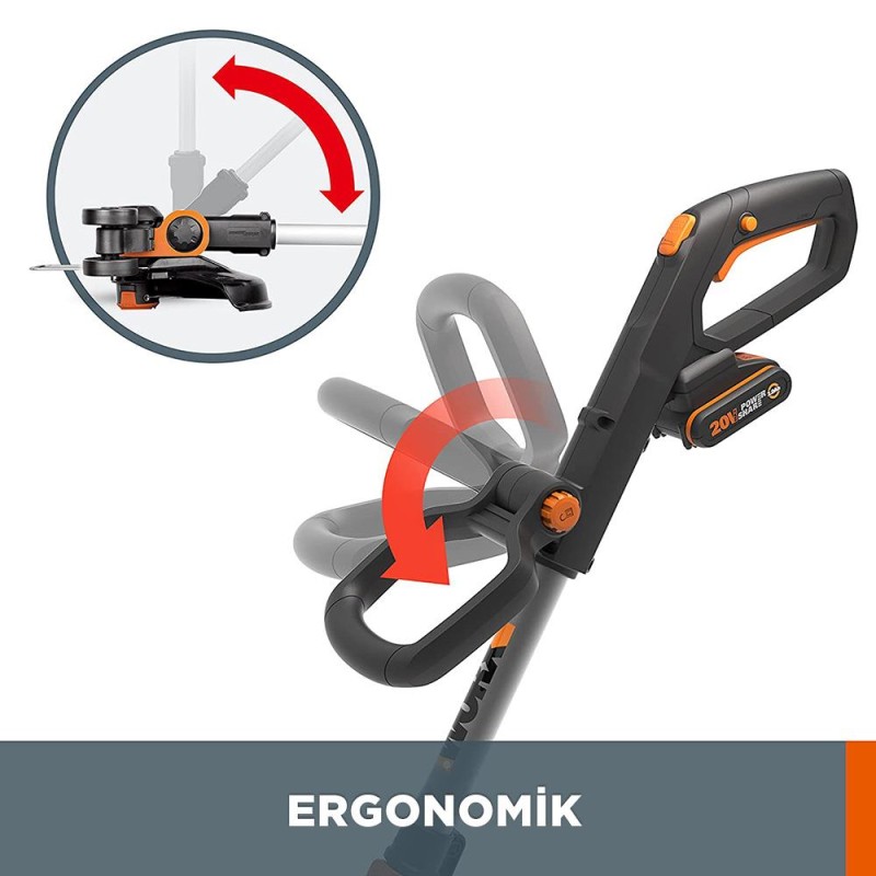 WORX WG163E.2 20Volt 2.0Ah. Li-ion 30cm Profesyonel Teleskobik Misinalı Çim ve Kenar Kesme WORX WG163E.2 20Volt 2.0Ah. Li-ion 30cm Profesyonel Teleskobik Misinalı Çim ve Kenar Kesme