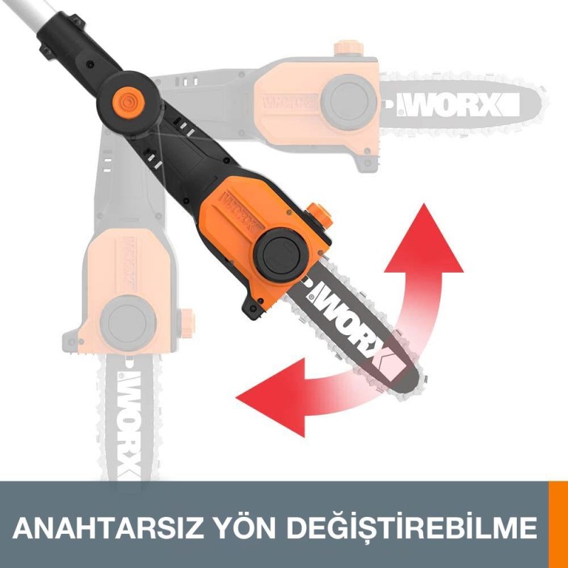 WORX WG349E 20Volt 2.0Ah Li-ion Tek Akülü 20CM Profesyonel Teleskobik Saplı Açı Ayarlı Zincirli Dal Budama WORX WG349E 20Volt 2.0Ah Li-ion Tek Akülü 20CM Profesyonel Teleskobik Saplı Açı Ayarlı Zincirli Dal Budama