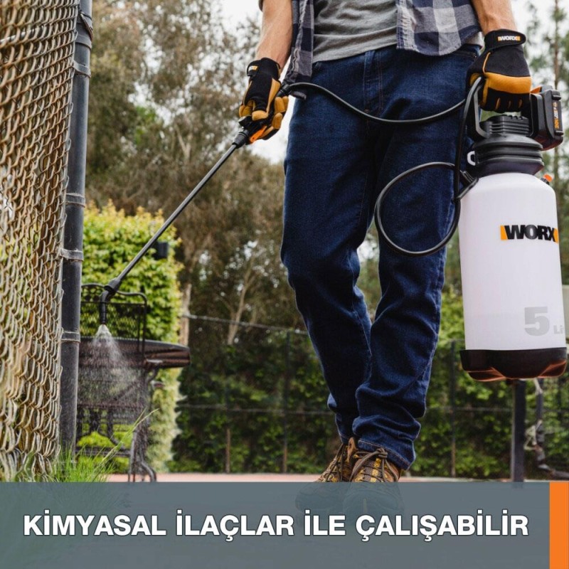 WORX WG829E 20Volt 2.0Ah. Li-ion 5Lt. Omuz Askılı Basınçlı İlaçlama ve Dezenfektan Pompası WORX WG829E 20Volt 2.0Ah. Li-ion 5Lt. Omuz Askılı Basınçlı İlaçlama ve Dezenfektan Pompası