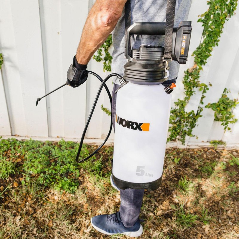 WORX WG829E 20Volt 2.0Ah. Li-ion 5Lt. Omuz Askılı Basınçlı İlaçlama ve Dezenfektan Pompası WORX WG829E 20Volt 2.0Ah. Li-ion 5Lt. Omuz Askılı Basınçlı İlaçlama ve Dezenfektan Pompası