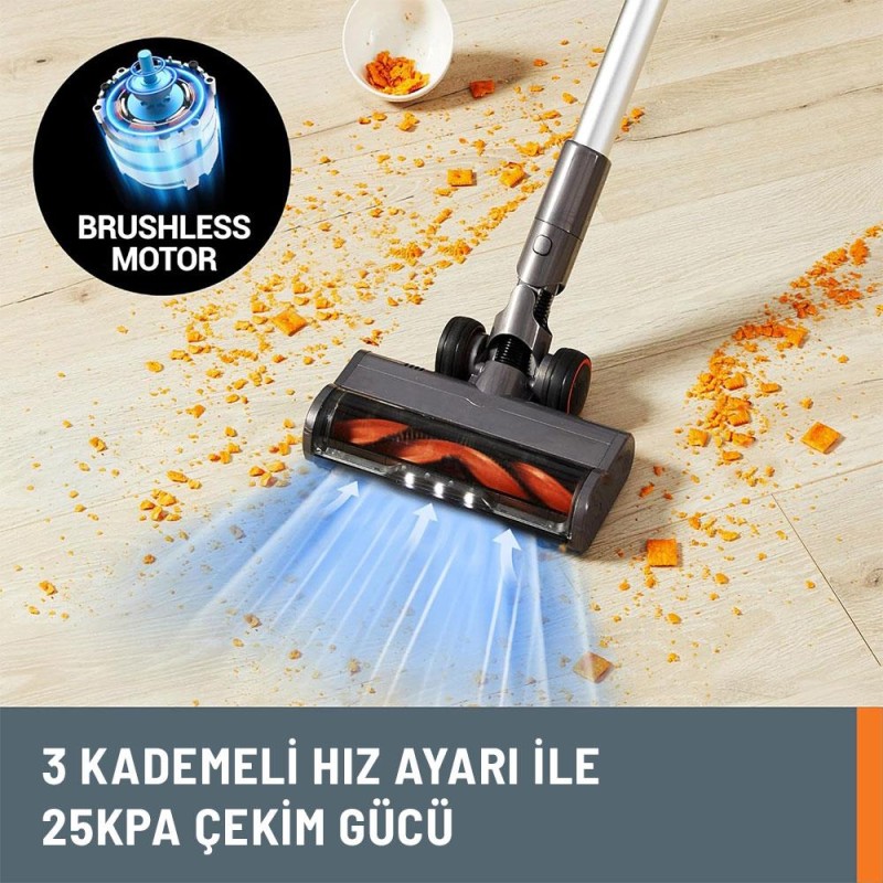 WORX WX038 20Volt 2.0Ah. Li-ion 105Watt Çift Akülü Kömürsüz Siklonik Sistem Şarjlı Dikey Süpürge WORX WX038 20Volt 2.0Ah. Li-ion 105Watt Çift Akülü Kömürsüz Siklonik Sistem Şarjlı Dikey Süpürge