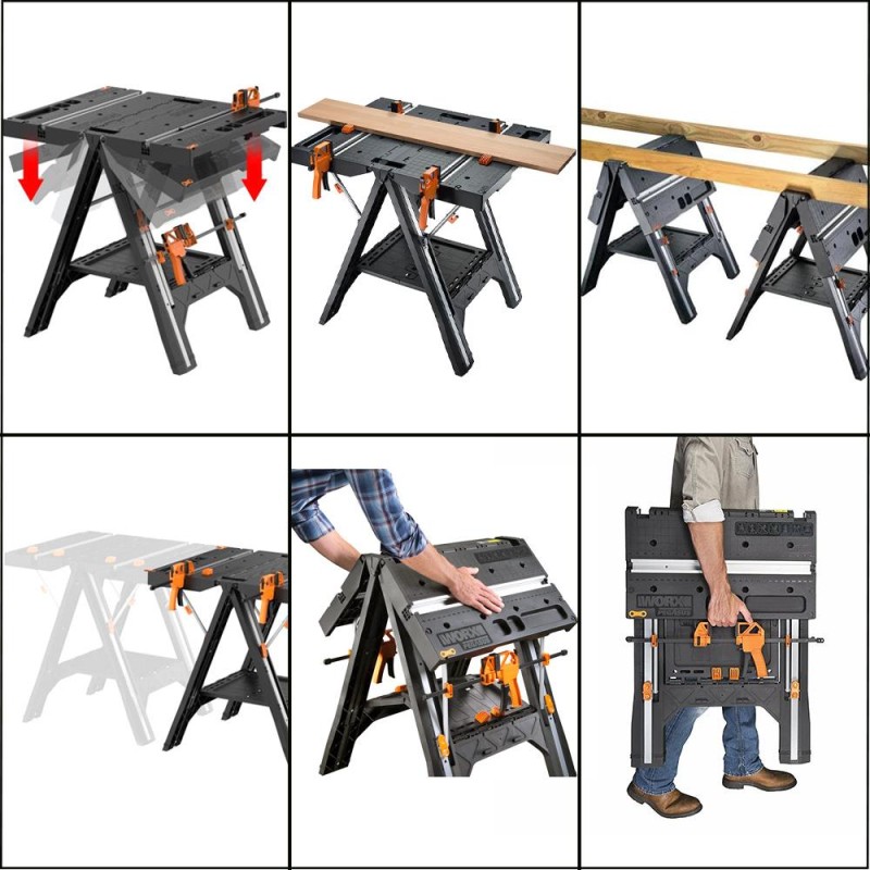 WORX WX051 Çok Fonksiyonlu Katlanabilir Çalışma Tezgâhı + 2 Adet Tetik İşkence WORX WX051 Çok Fonksiyonlu Katlanabilir Çalışma Tezgâhı + 2 Adet Tetik İşkence