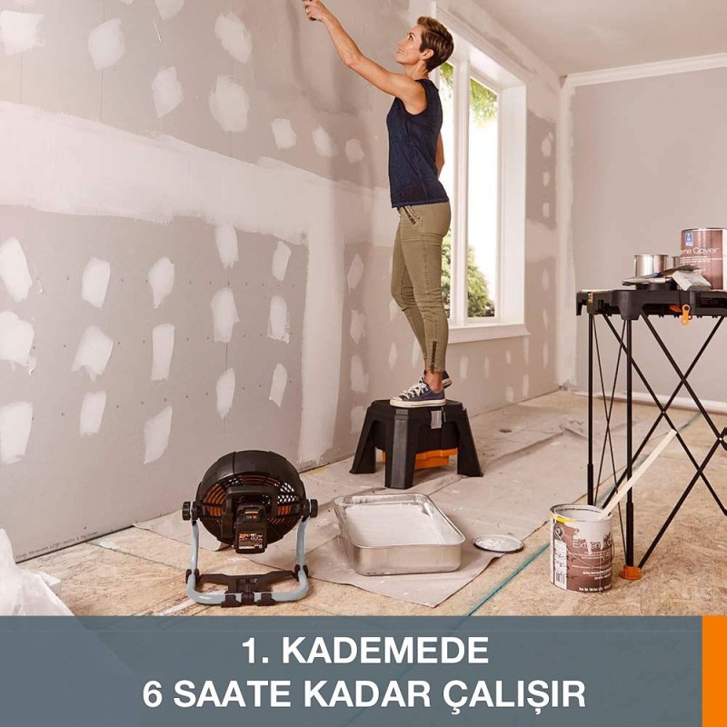 WORX WX095 20Volt 2.0Ah. Li-ion 242mm Profesyonel Hibrit Şantiye Fanı/Vantilatör WORX WX095 20Volt 2.0Ah. Li-ion 242mm Profesyonel Hibrit Şantiye Fanı/Vantilatör
