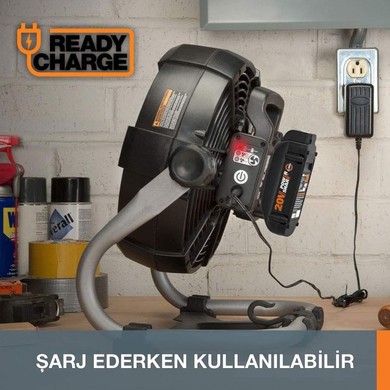 WORX WX095 20Volt 2.0Ah. Li-ion 242mm Profesyonel Hibrit Şantiye Fanı/Vantilatör WORX WX095 20Volt 2.0Ah. Li-ion 242mm Profesyonel Hibrit Şantiye Fanı/Vantilatör