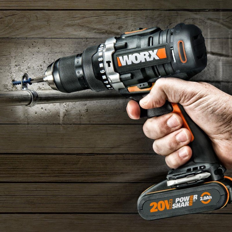WORX WX352 20Volt/2.0Ah Li-ion Çift Akülü Kömürsüz Profesyonel Şarjlı Darbeli Matkap WORX WX352 20Volt/2.0Ah Li-ion Çift Akülü Kömürsüz Profesyonel Şarjlı Darbeli Matkap