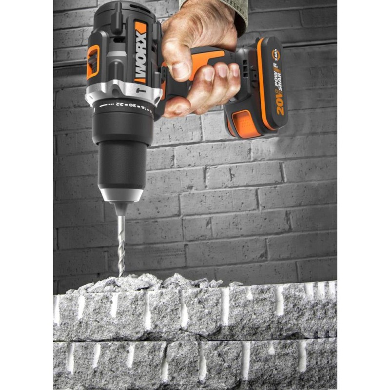 WORX WX352 20Volt/2.0Ah Li-ion Çift Akülü Kömürsüz Profesyonel Şarjlı Darbeli Matkap WORX WX352 20Volt/2.0Ah Li-ion Çift Akülü Kömürsüz Profesyonel Şarjlı Darbeli Matkap