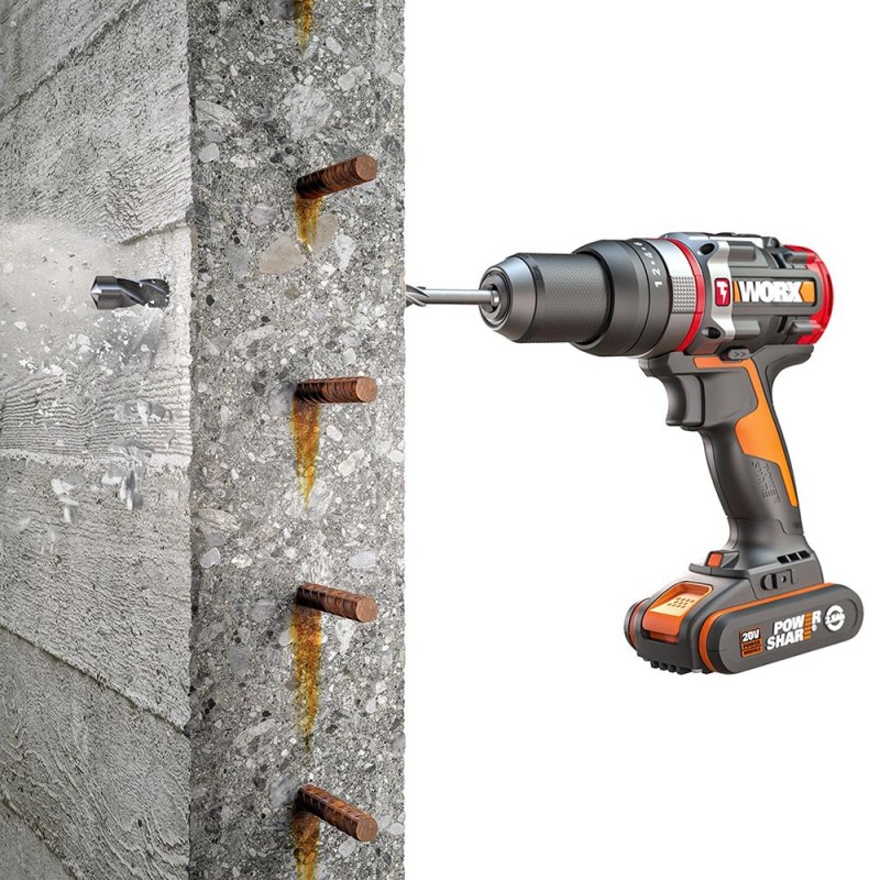 WORX WX354.9C 20Volt/2.0Ah Li-ion Tek Akülü Kömürsüz Profesyonel Darbeli Şarjlı Matkap WORX WX354.9C 20Volt/2.0Ah Li-ion Tek Akülü Kömürsüz Profesyonel Darbeli Şarjlı Matkap