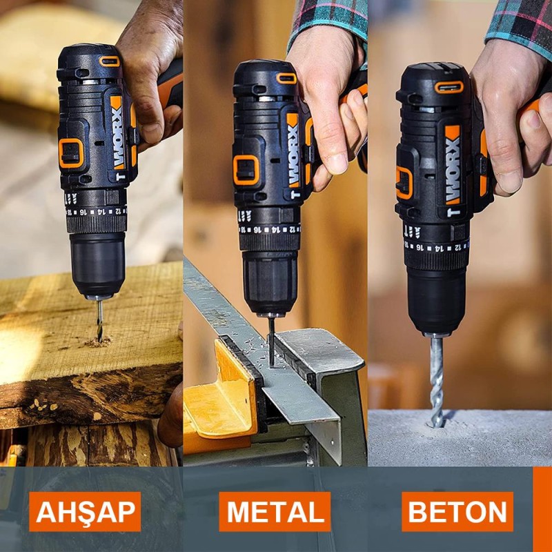 WORX WX370.9 20Volt Profesyonel Şarjlı Darbeli Matkap (Akü Dahil Değildir) WORX WX370.9 20Volt Profesyonel Şarjlı Darbeli Matkap (Akü Dahil Değildir)