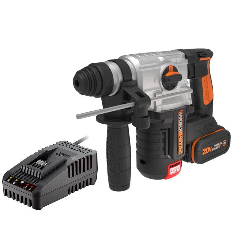 WORX WX380.9C 20Volt 2.0Ah. 2.2J Li-ion Tek Akülü Şarjlı Profesyonel SDS-Plus Pnömatik Kırıcı/Delici WORX WX380.9C 20Volt 2.0Ah. 2.2J Li-ion Tek Akülü Şarjlı Profesyonel SDS-Plus Pnömatik Kırıcı/Delici