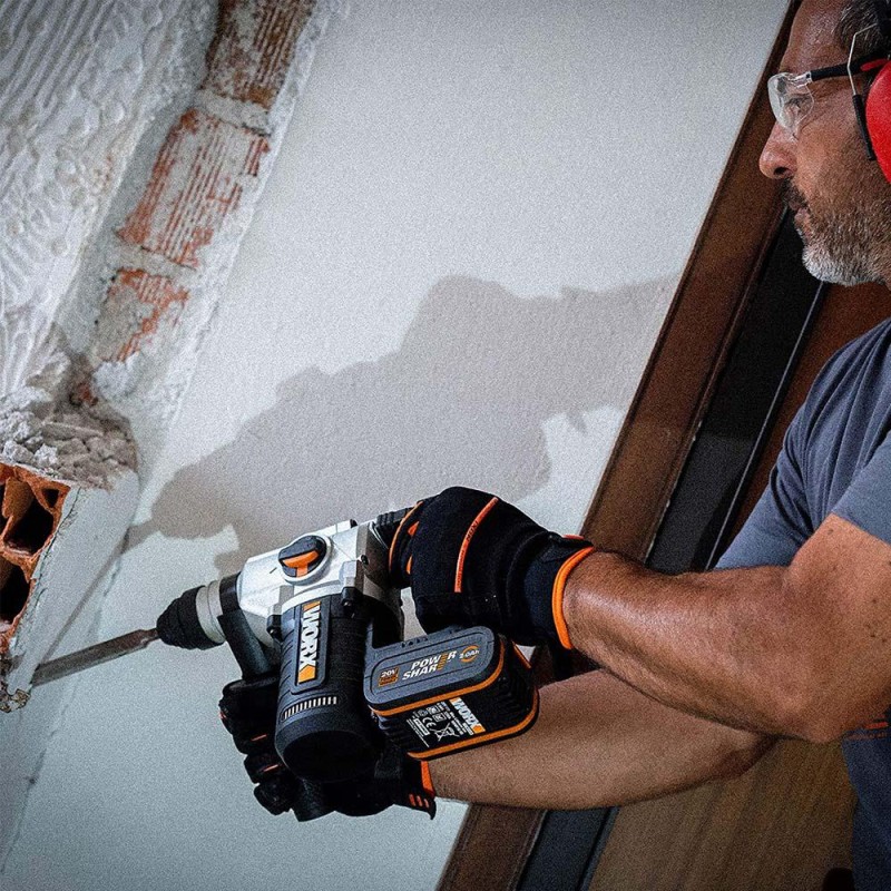 WORX WX380.9C 20Volt 2.0Ah. 2.2J Li-ion Tek Akülü Şarjlı Profesyonel SDS-Plus Pnömatik Kırıcı/Delici WORX WX380.9C 20Volt 2.0Ah. 2.2J Li-ion Tek Akülü Şarjlı Profesyonel SDS-Plus Pnömatik Kırıcı/Delici