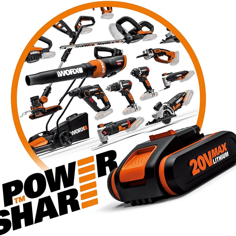 WORX WX380.9C 20Volt 2.0Ah. 2.2J Li-ion Tek Akülü Şarjlı Profesyonel SDS-Plus Pnömatik Kırıcı/Delici WORX WX380.9C 20Volt 2.0Ah. 2.2J Li-ion Tek Akülü Şarjlı Profesyonel SDS-Plus Pnömatik Kırıcı/Delici