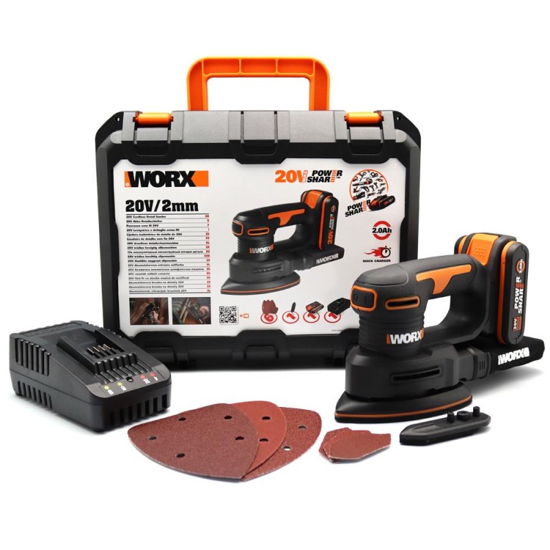 WORX WX822 20Volt 2.0Ah. Li-ion Şarjlı Profesyonel Üçgen Mouse Zımpara WORX WX822 20Volt 2.0Ah. Li-ion Şarjlı Profesyonel Üçgen Mouse Zımpara